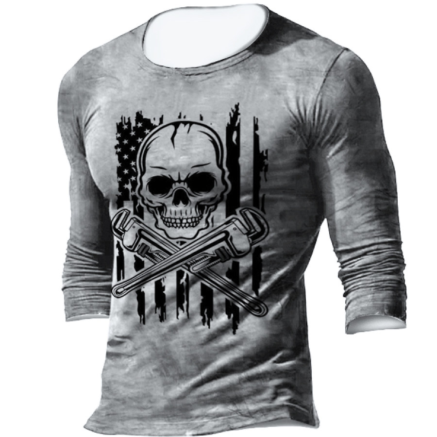 

Men's Nation Flag Skull Printed Casual Outdoor Retro T-shirts