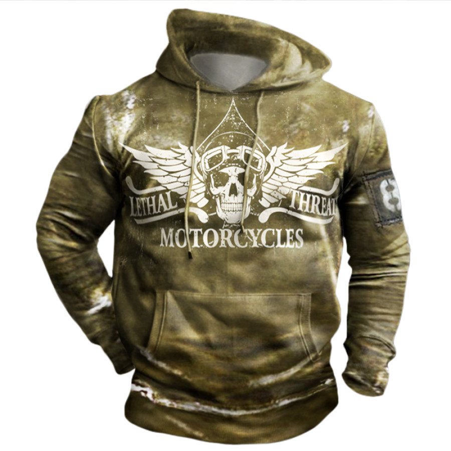 

Men's Outdoor Retro Motorcycle Element Printing Long-sleeved Hoodie