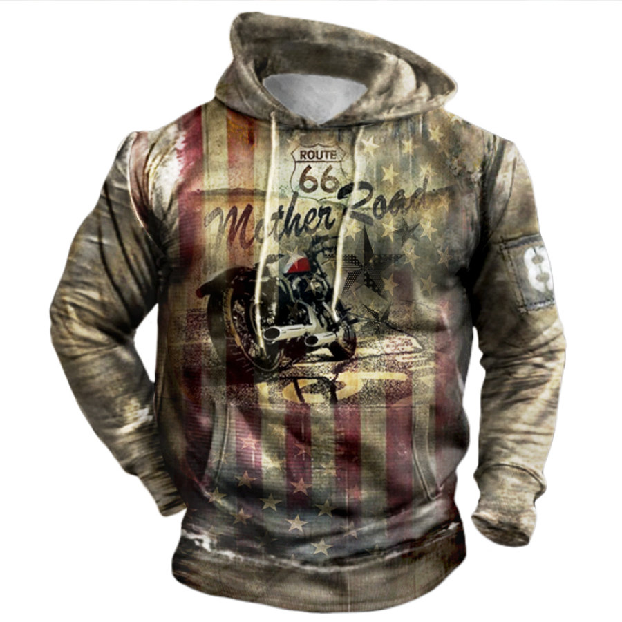 

Men's Outdoor Retro Motorcycle Element Printing Long-sleeved Hoodie