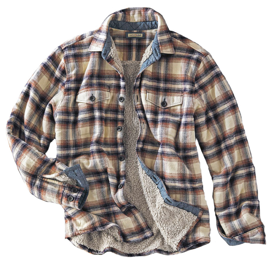 

Men's Plaid Lamb Cashmere Retro Shirt