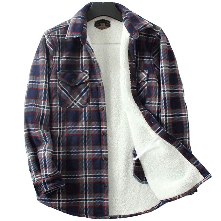 

Men's Plaid Lamb Cashmere Retro Shirt