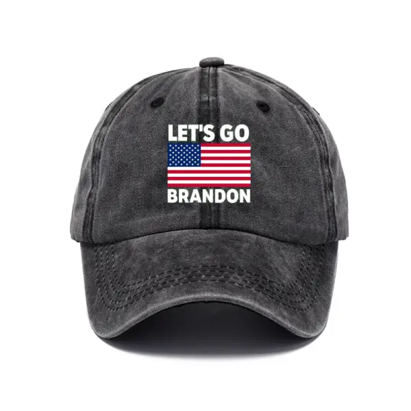 LET'S GO BRANDON Washed Printed Baseball Cap Washed Cotton Hat - Sanhive.com 