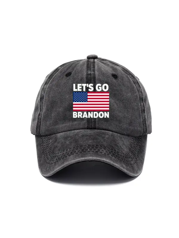LET'S GO BRANDON Washed Printed Baseball Cap Washed Cotton Hat - Cominbuy.com 