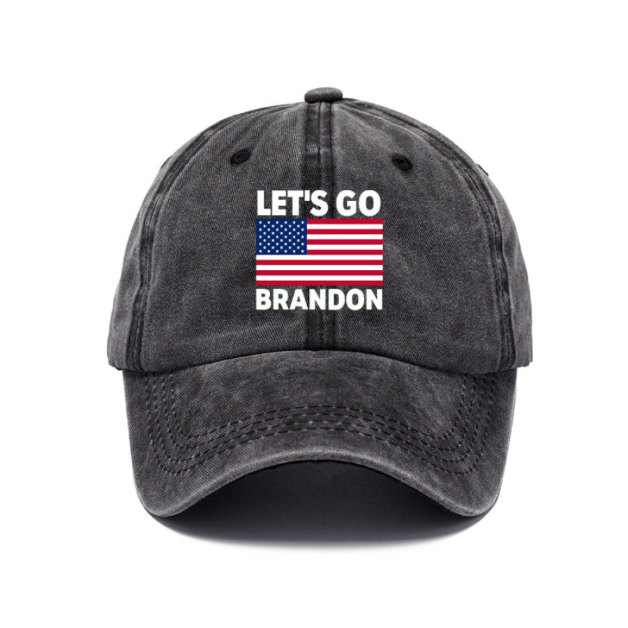 

LET'S GO BRANDON Washed Printed Baseball Cap Washed Cotton Hat