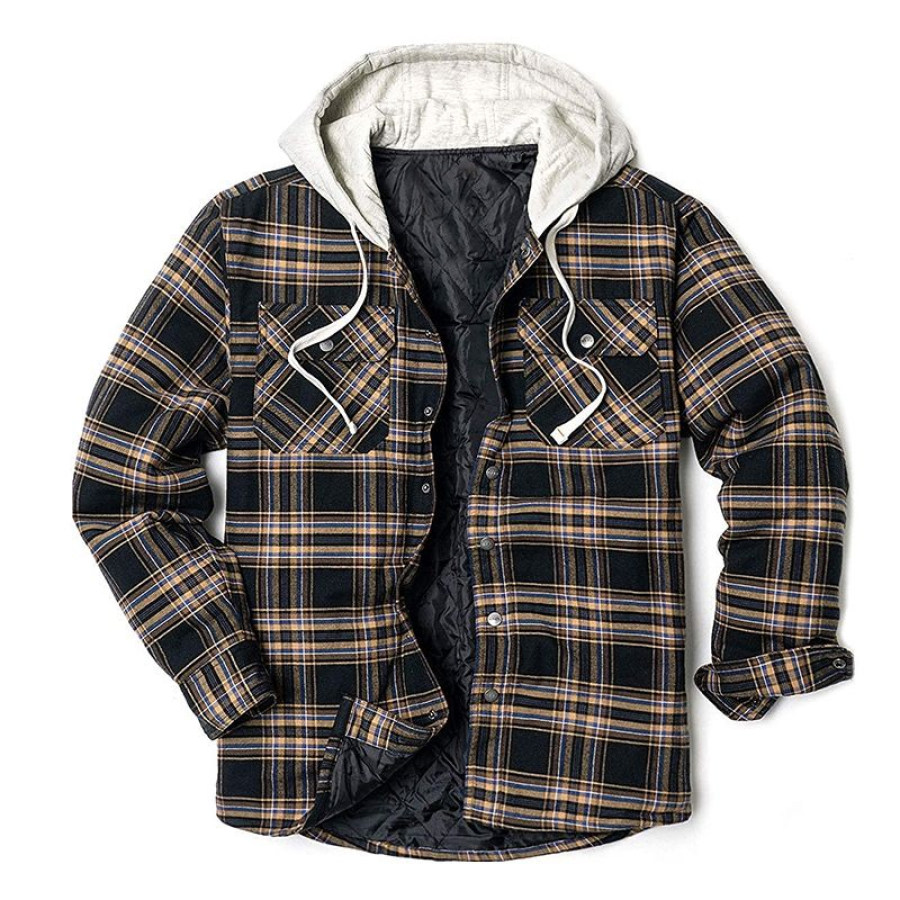 

Mens Winter Plaid Thick Casual Jacket