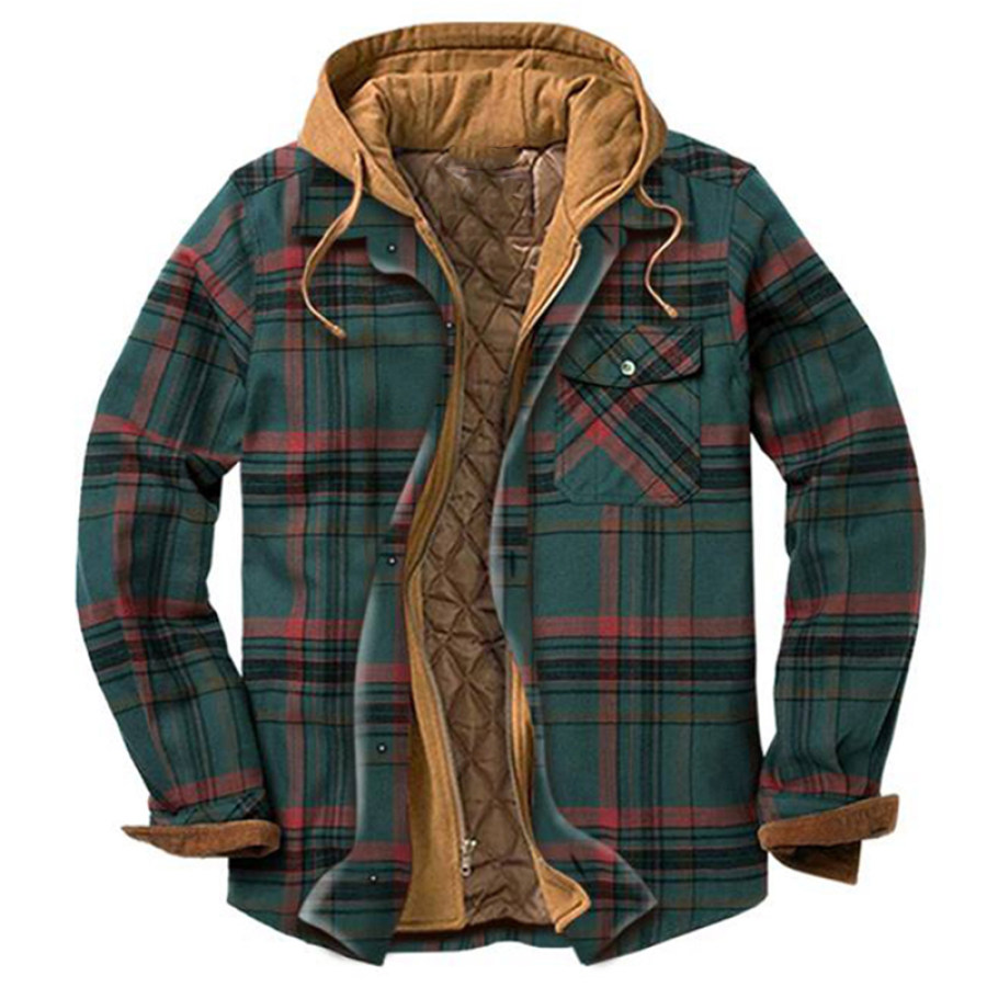 

Mens Winter Plaid Thick Casual Jacket