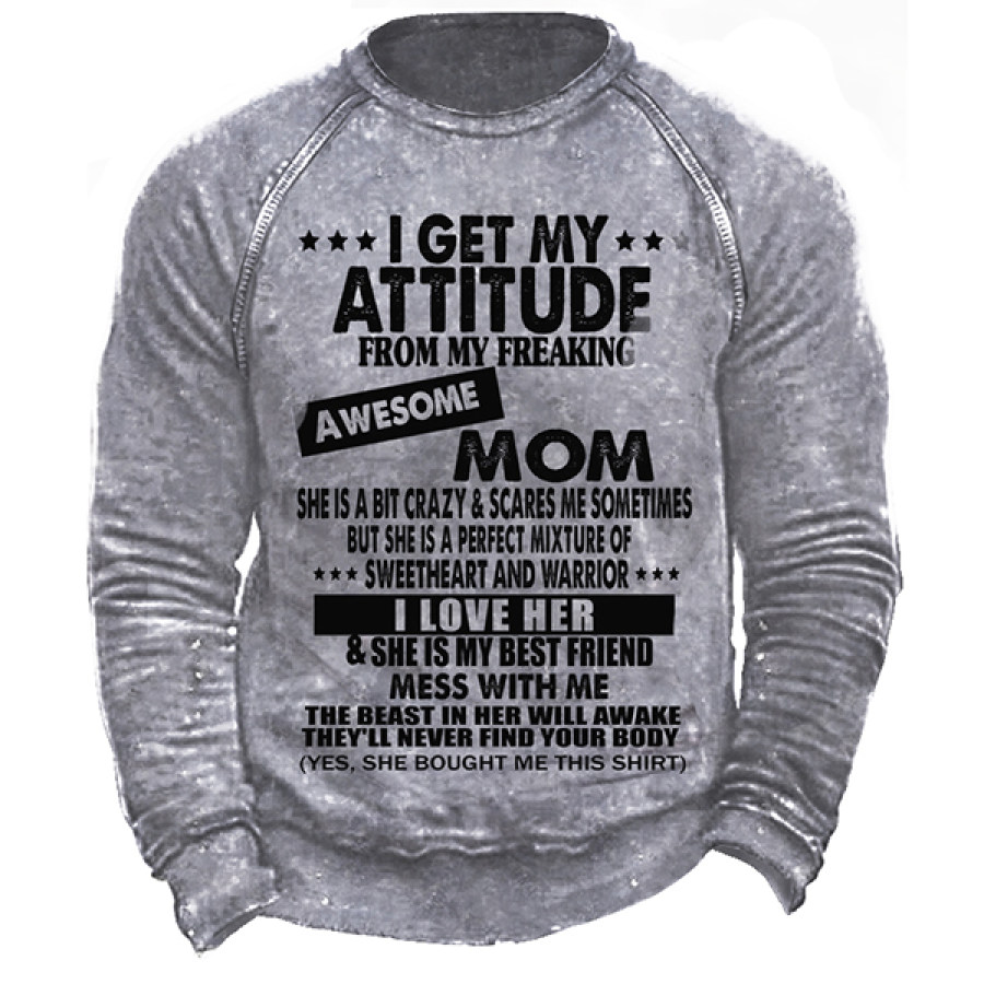 

I Get A Awesome Mom Herren Outdoor Retro Casual Print Pullover Sweatshirt