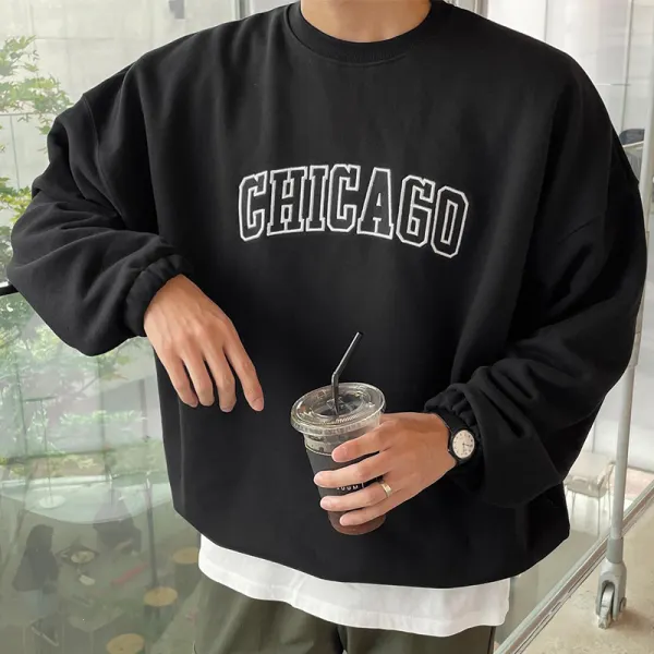 Graphic Print Crew Neck Pullover Sweatshirt - Kalesafe.com 
