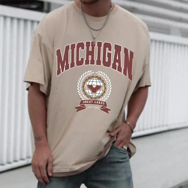 Retro Oversized MICHIGAN Men's T-shirt - Menilyshop.com 
