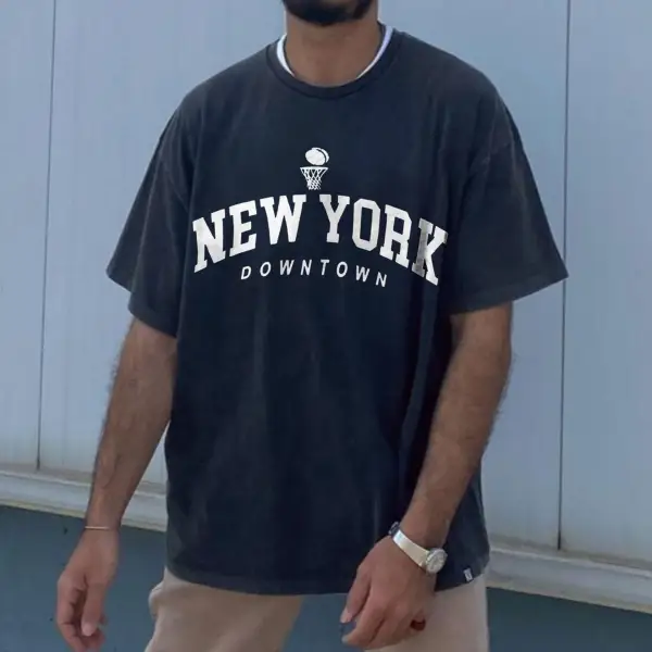 Retro Oversized New York Men's T-shirt - Fineyoyo.com 
