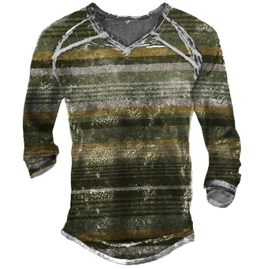 

Retro Check Men's Outdoor Tactical Shooter V-neck Long Sleeved T-shirt