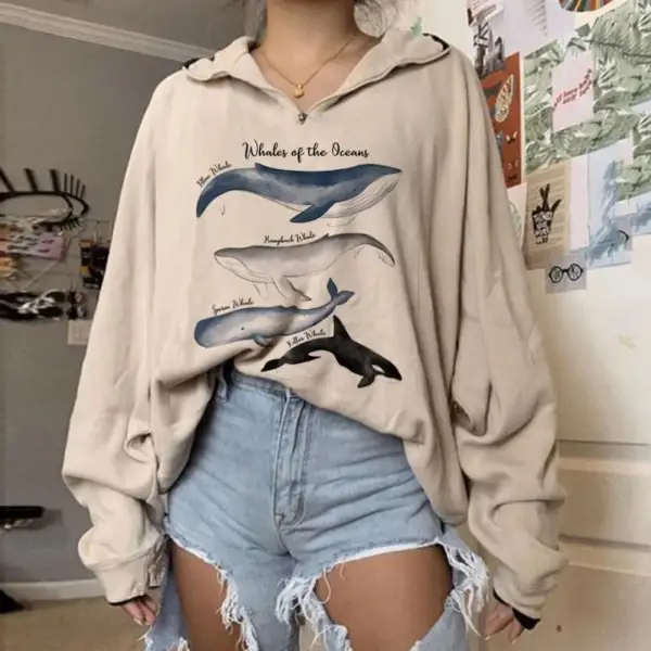 Casual Solid Color Zip-up Loose Sweatshirt Wq42 - Veveeye.com 