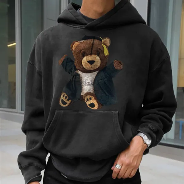 Men's Teddy Bear Print Casual Sweatshirt Hoodie - Paleonice.com 