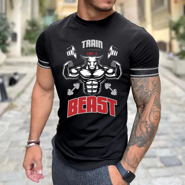 Beast Print Short Sleeve T-Shirt - Sanhive.com 