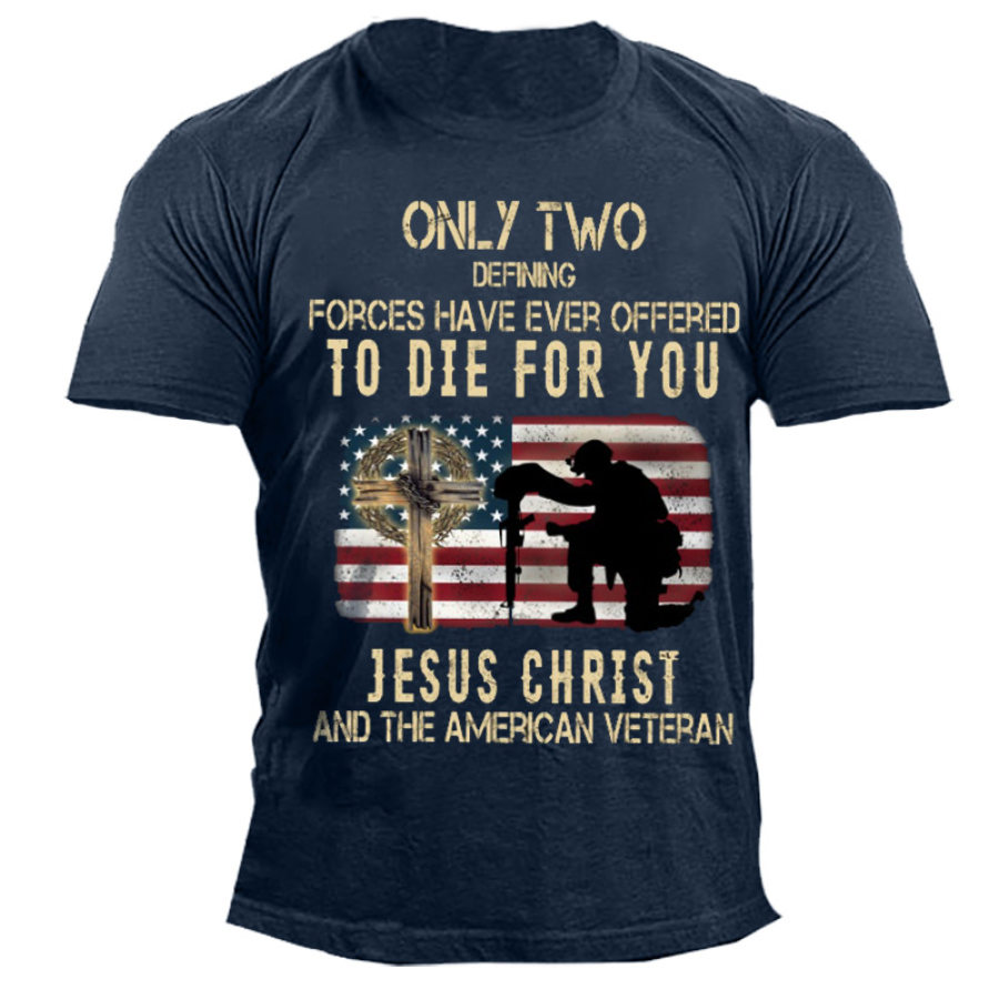 

Jesus Christ And The American Veteran Men's Cotton Print T-shirt