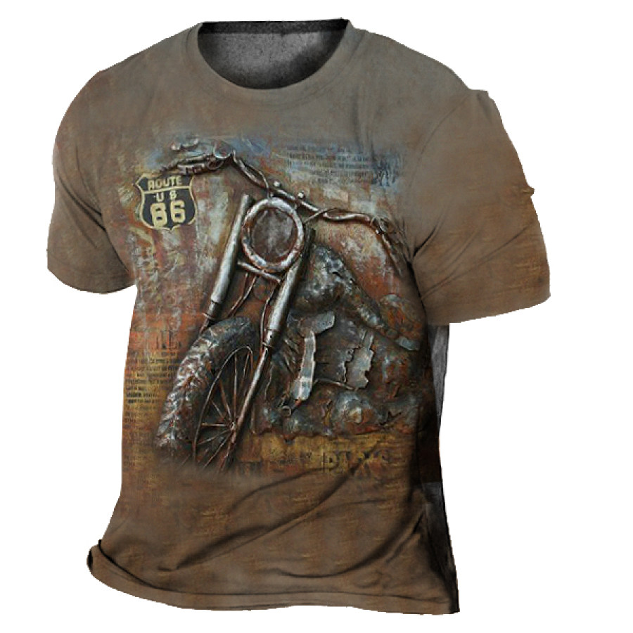 

Men's Outdoor Retro Motorcycle Route 66 Crew Neck T-Shirt
