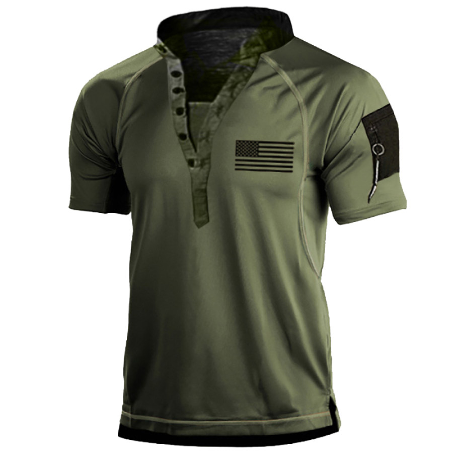 

Men's Outdoor Tactical Cuff Pocket Henley Shirt