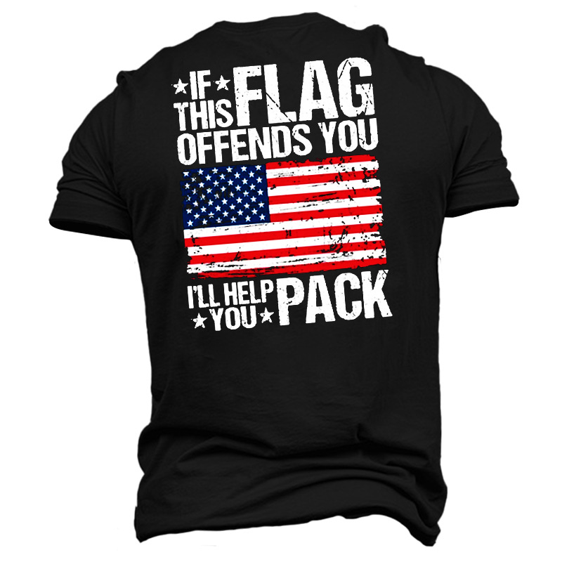 If This Flag Offends Chic You I'll Help You Pack Men's Cotton Short Sleeve T-shirt
