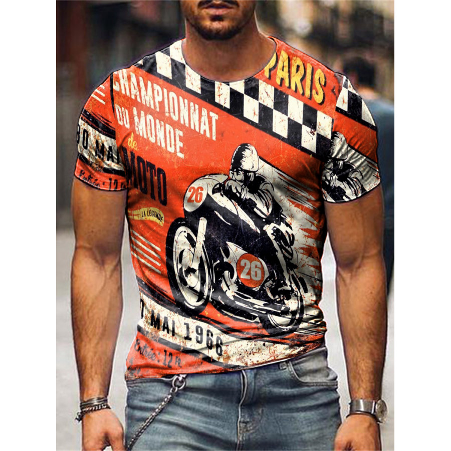 

Mens Crew Neck Motorcycle Short Sleeve Tops T-shirts