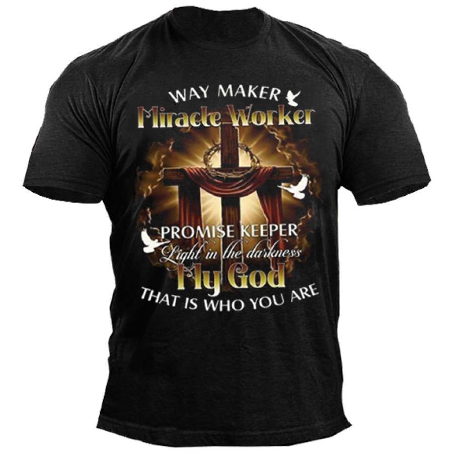 

Men's Jesus Cross Print Crew Neck T-Shirt