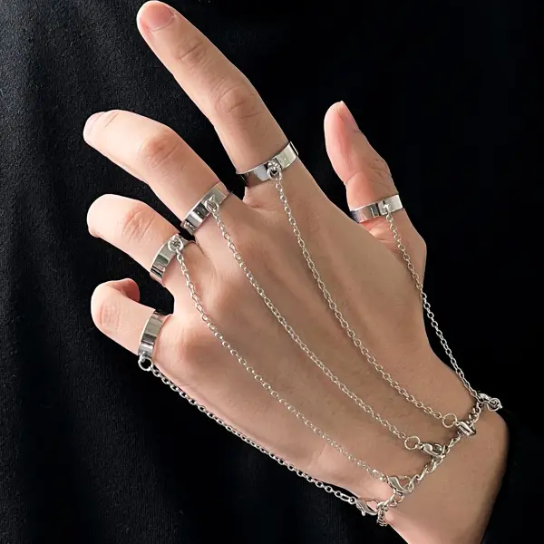 Men's Chain Detail Mittens Ring - Fineyoyo.com 