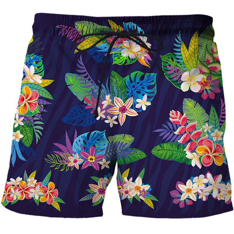 Summer Hawaiian Print Beach Chic Shorts Casual Pants