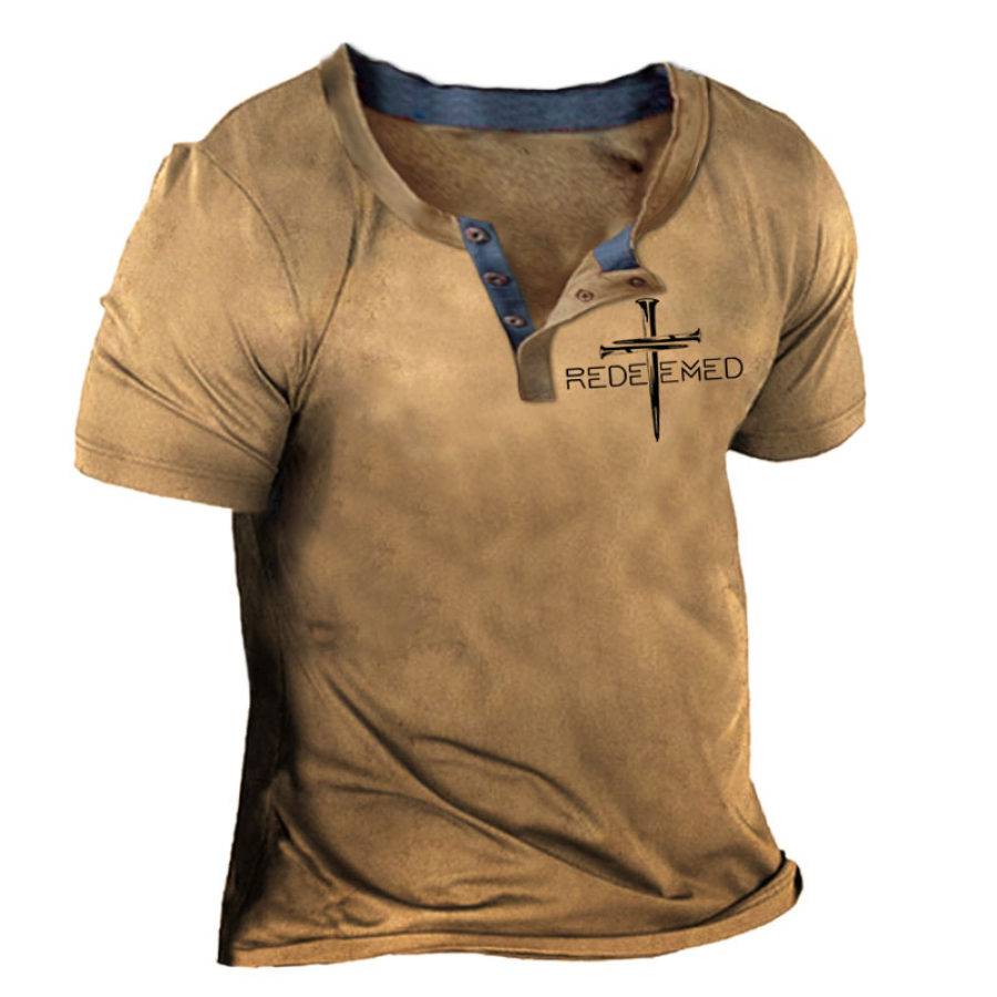 

Men's Jesus Henley Short Sleeve T-Shirt