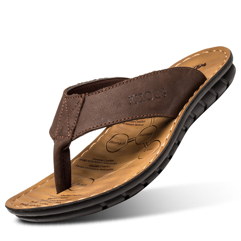 Men's Outdoor Anti-slip Leather Chic Beach Slippers Sandals