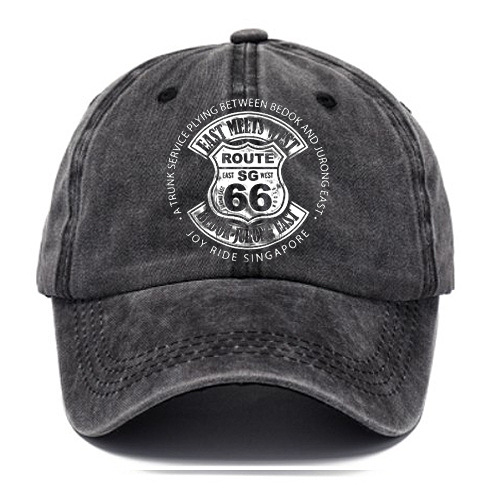 Men's Route 66 Print Chic Washed Cotton Peaked Hat