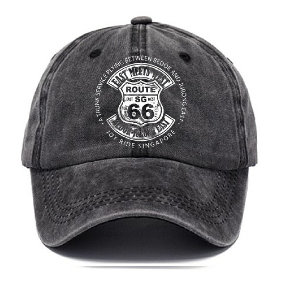 

Men's Route 66 Print Washed Cotton Peaked Hat