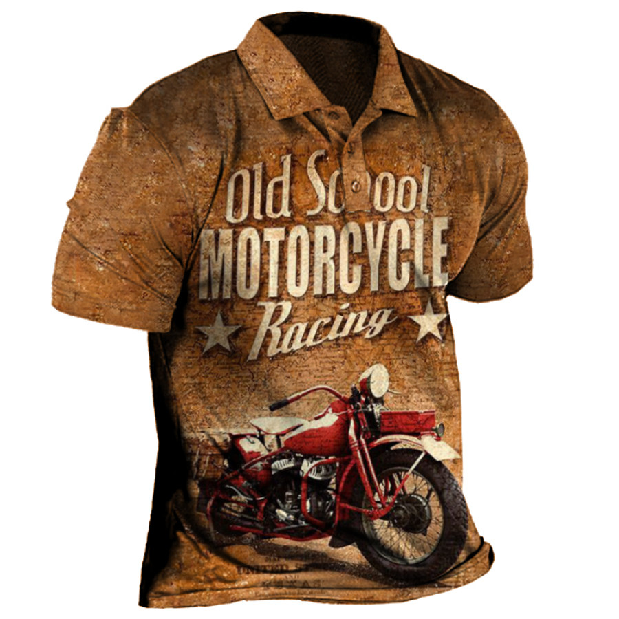 

Men's Outdoor Motorcycle Print Henley Shirt