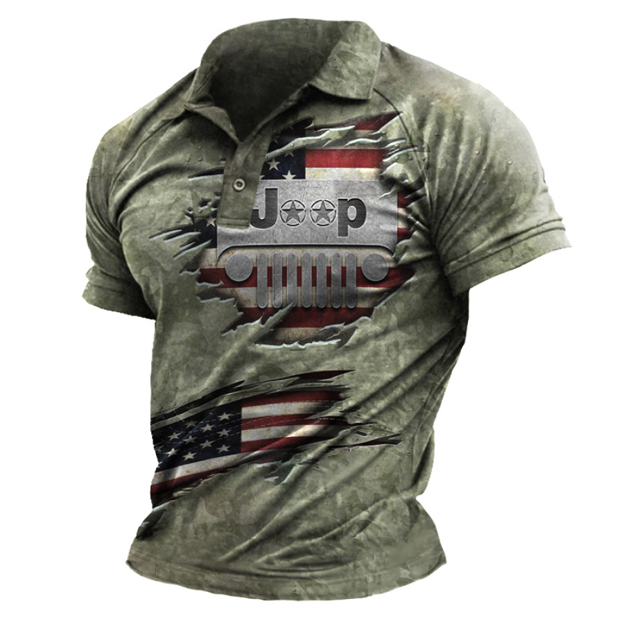 

Men's Outdoor Biker Print Henley Shirt