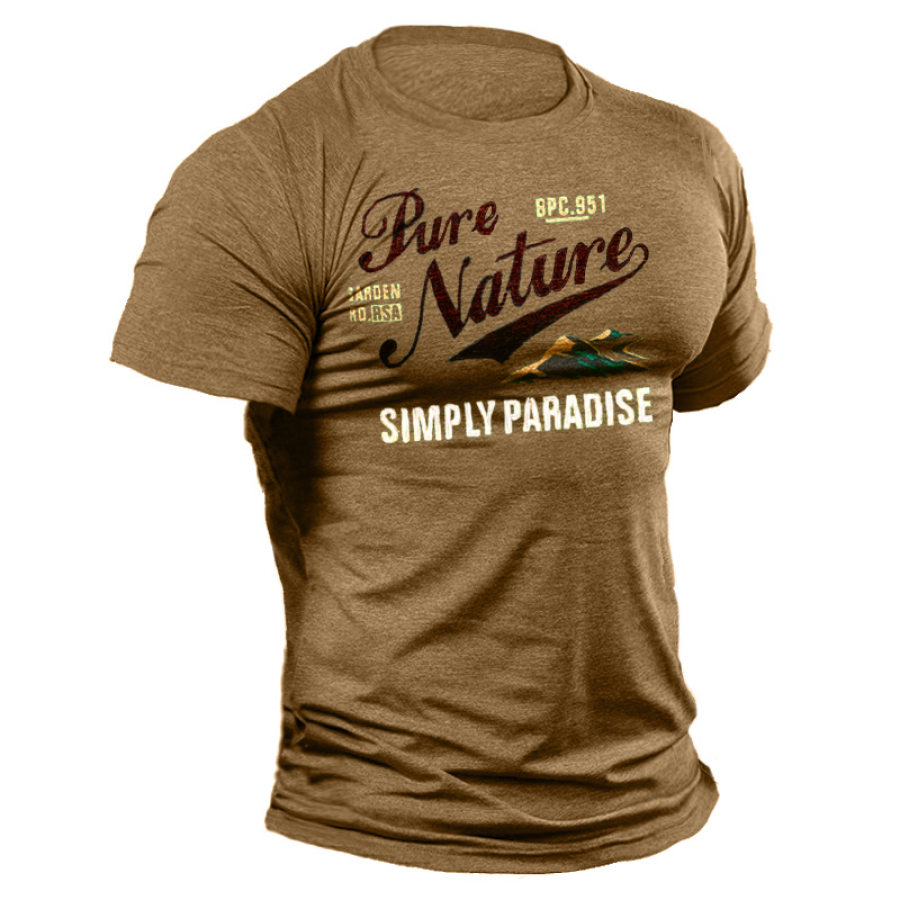 

Pure Nature Men's Outdoor Hiking Cotton Print T-Shirt