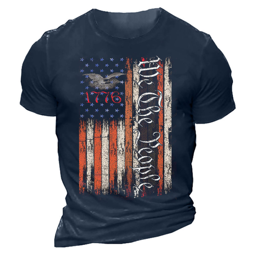 

1776 We The People Vintage American Flag Men's Shirt