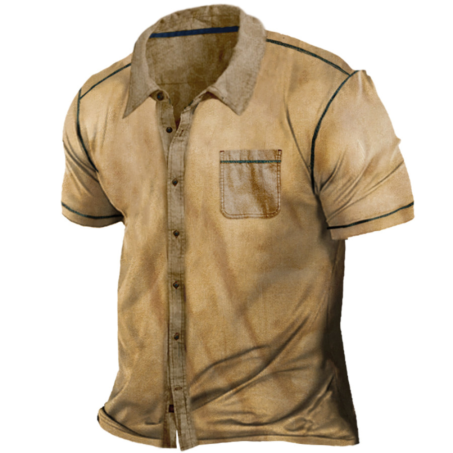 

Men's Vintage Patchwork Print Shirt