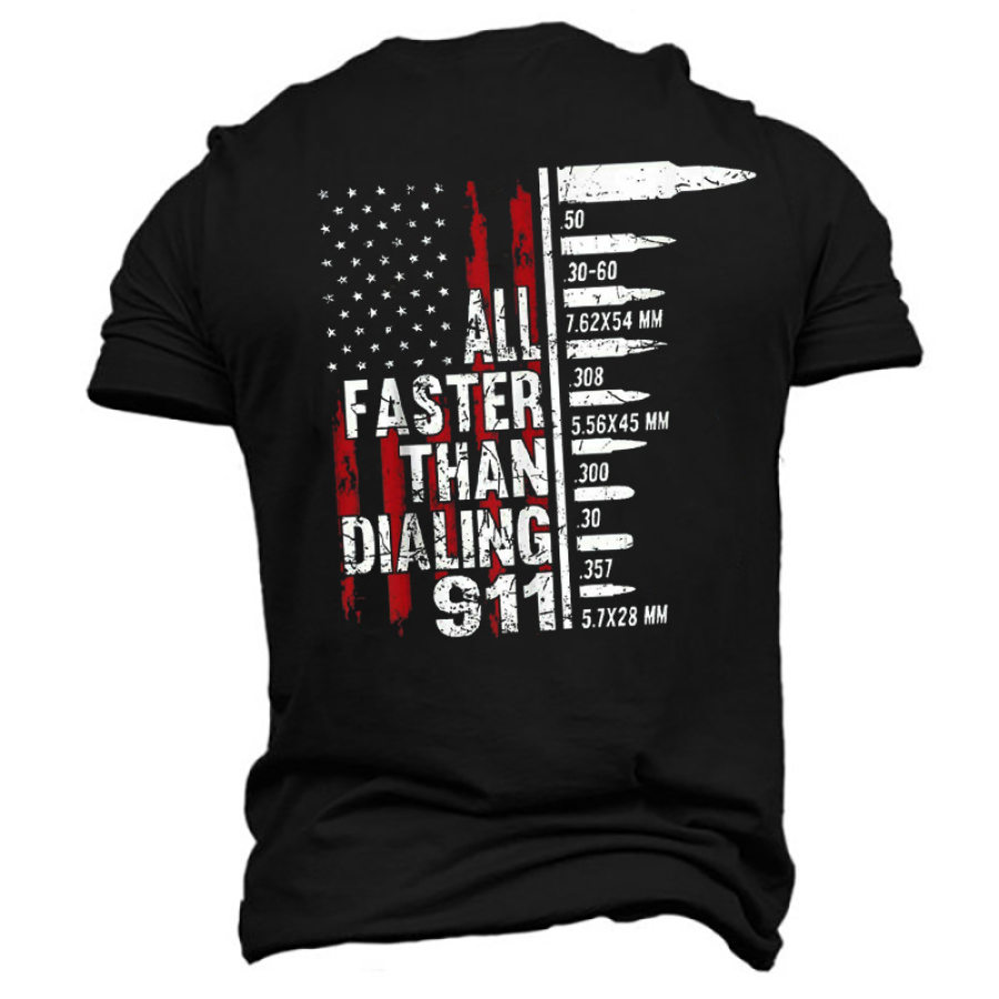 

All Faster Than Dialing 911 American Flag Gun Shirt