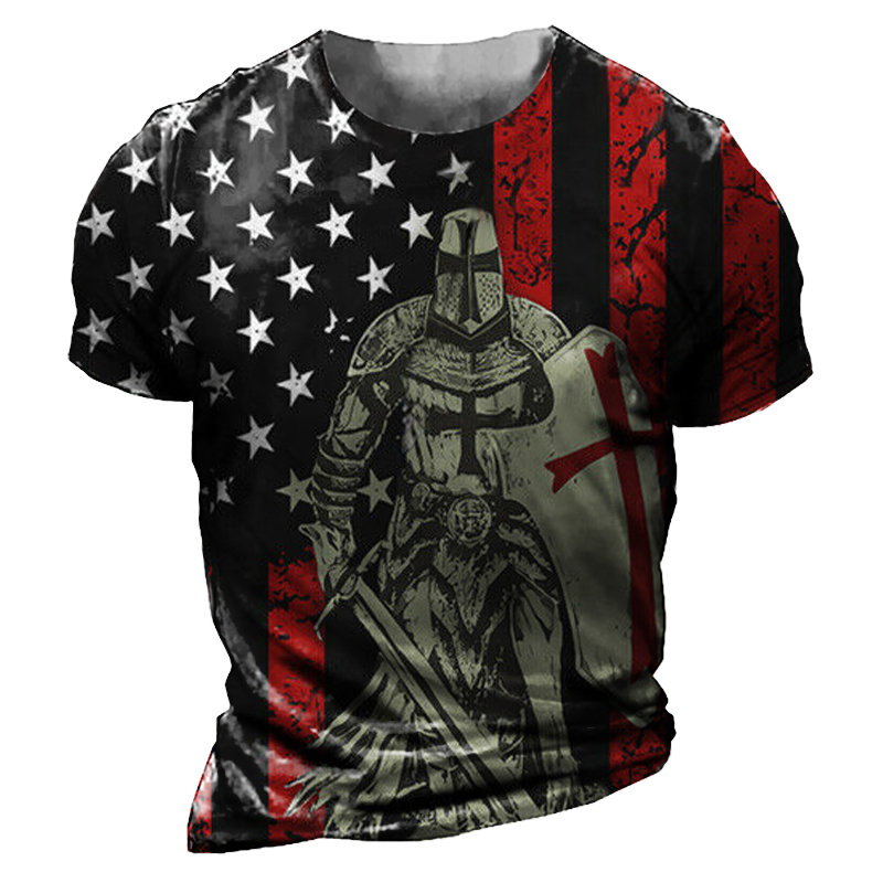 American Flag Templar Jesus Chic Cross Vintage T-shirt