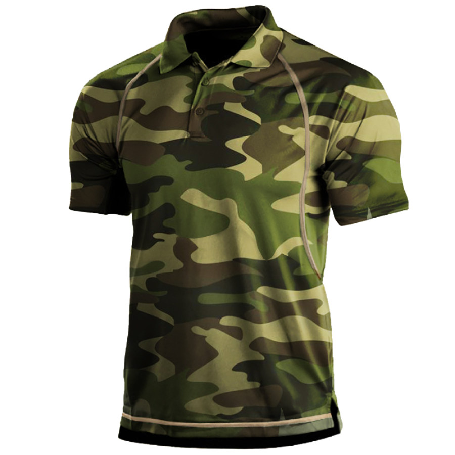 

Camo Print Men's Vintage Tactical Polo T-Shirt