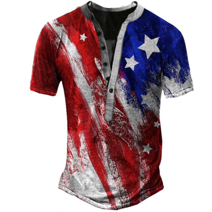 

Men's Outdoor Flag Print Henley T-Shirt