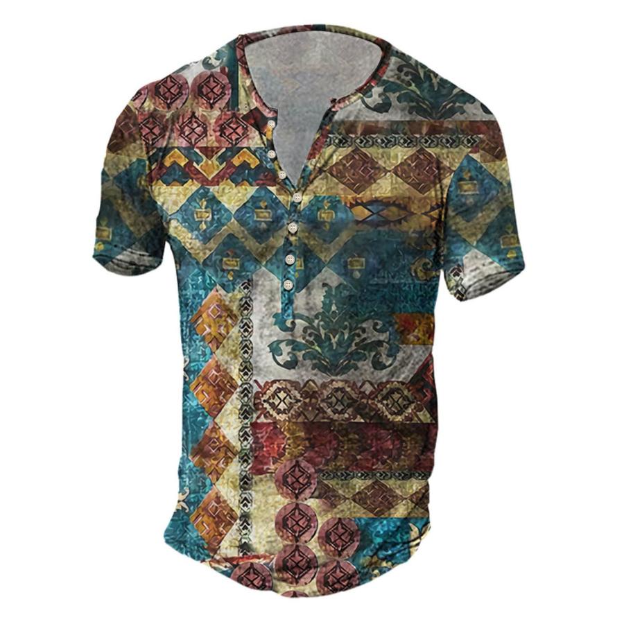 

Men's Outdoor Boho Print Henley Shirt