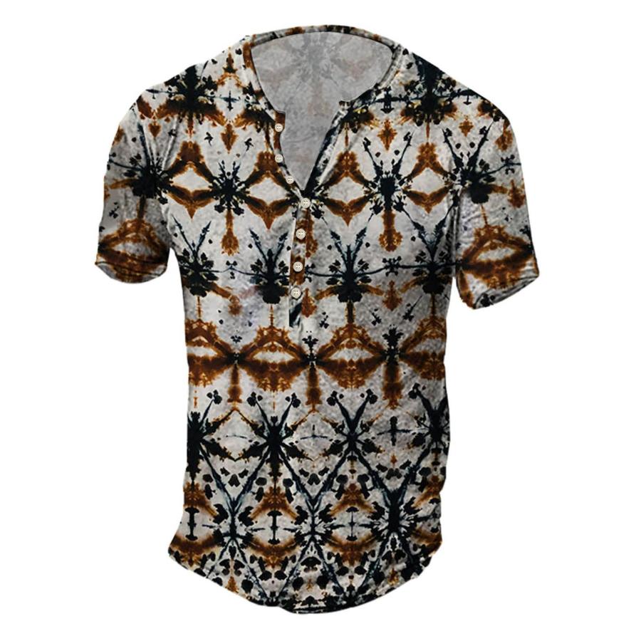 

Men's Outdoor Boho Print Henley Shirt