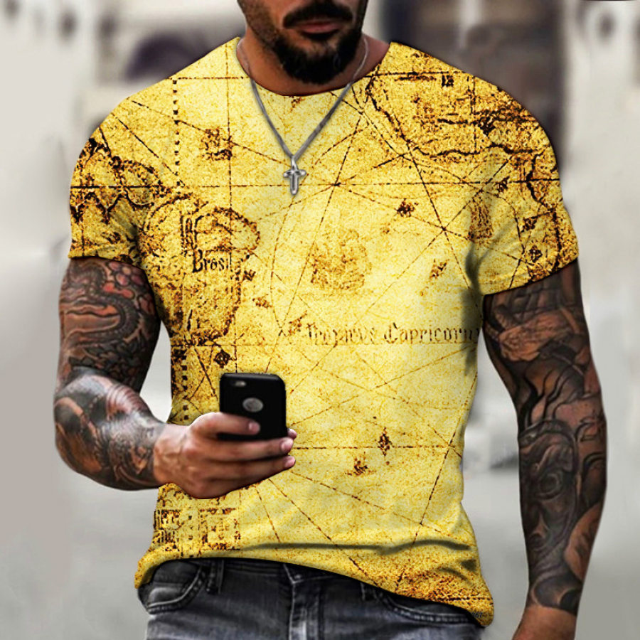 

Lässiges T-Shirt Mit Kartendruck Für Herren