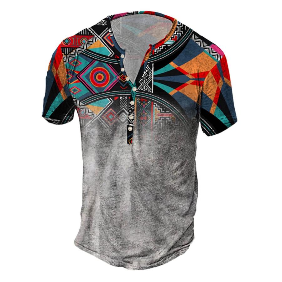 

Men's Outdoor Boho Print Henley Shirt