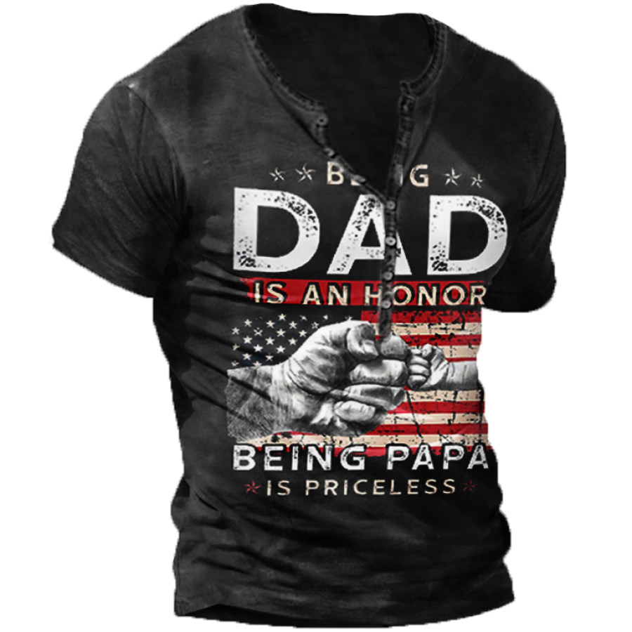 

Being DAD Is An Honor Men's Cotton Henley T-Shirt