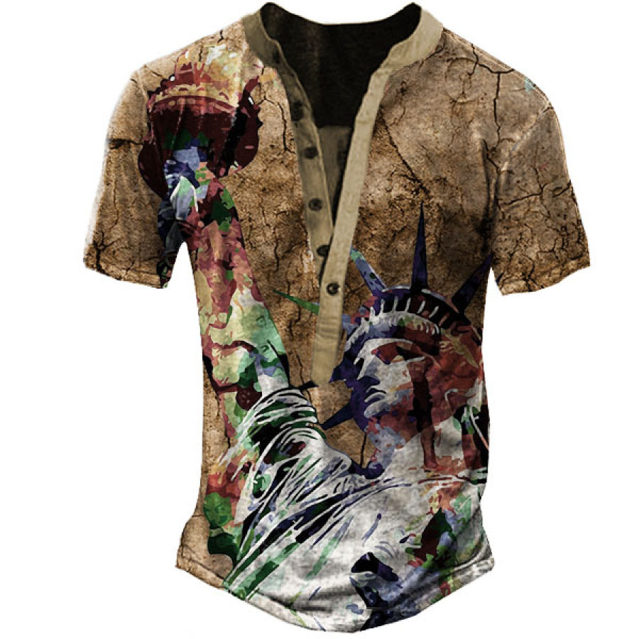 

Men's Statue Of Liberty Henley Short Sleeve T-Shirt