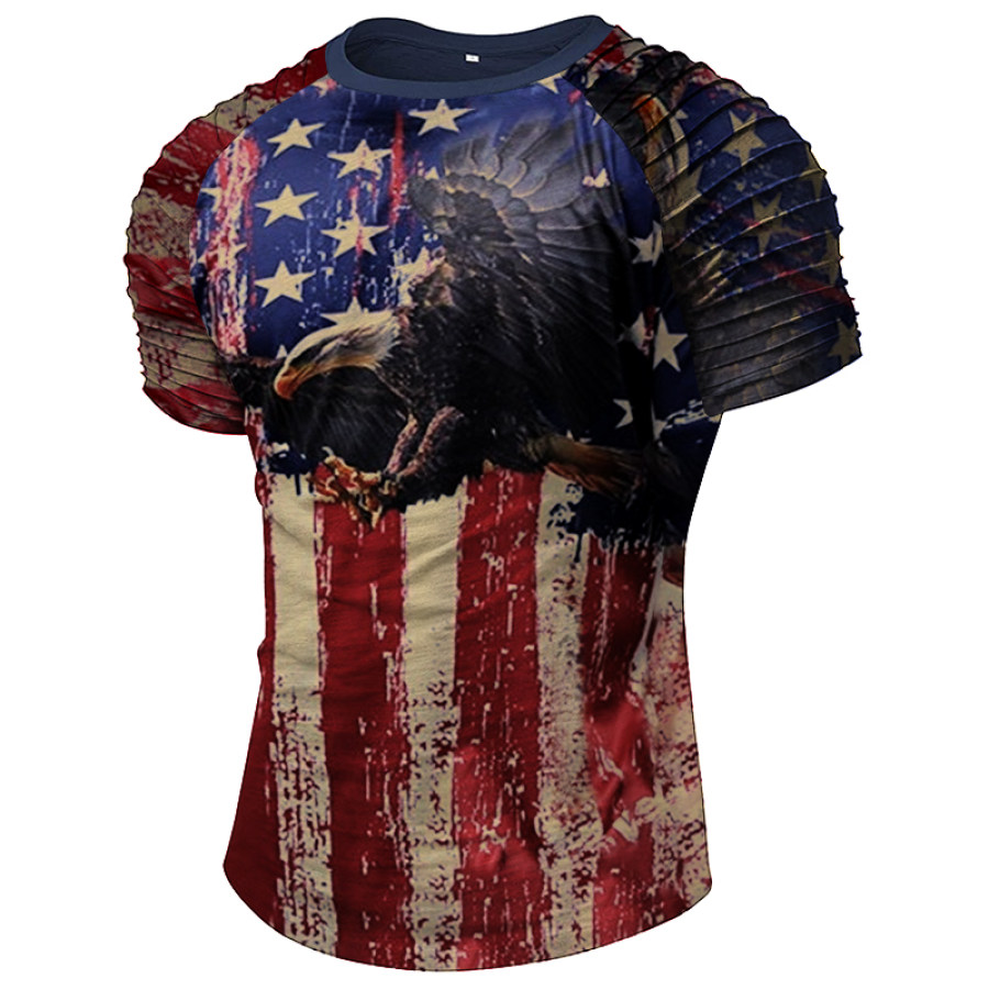 

Men's Outdoor Vintage Flag Print Henley Shirt