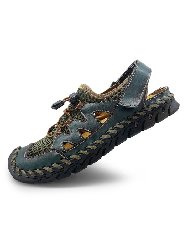 Real Cowhide Slippers Outdoor Mesh Fork Leather Sandals