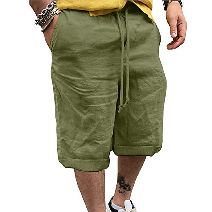 

Men's Outdoor Elastic Drawstring Plain Casual Cropped Pants