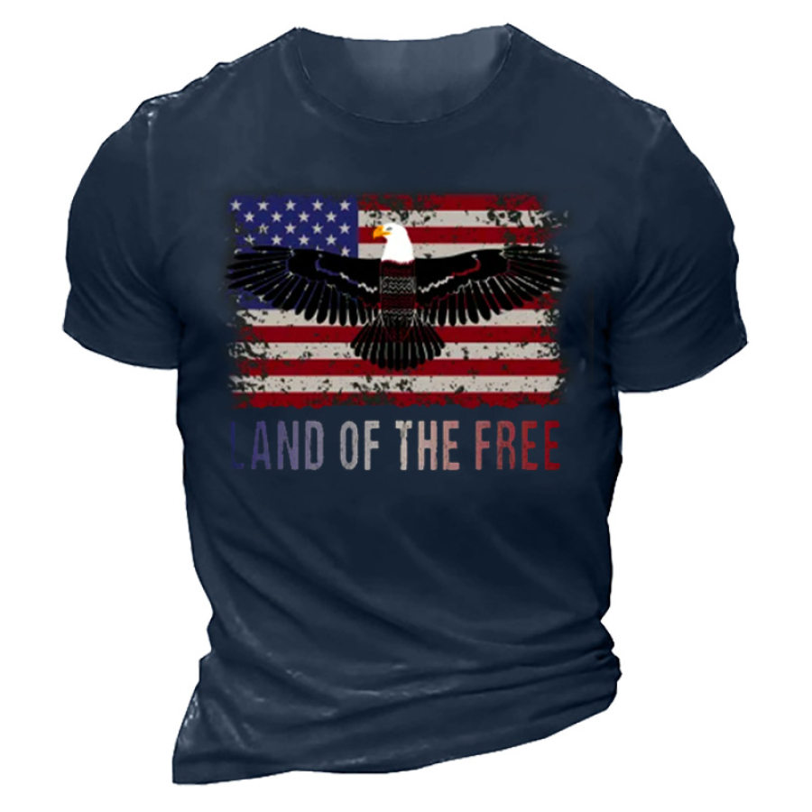 

American Flag Patriotic Land With Eagle Men's T-Shirt