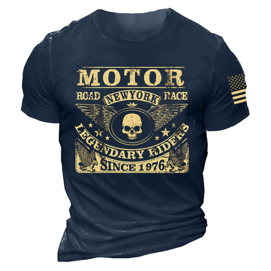 

Vintage Motor Race Skull Print Men's T-Shirt